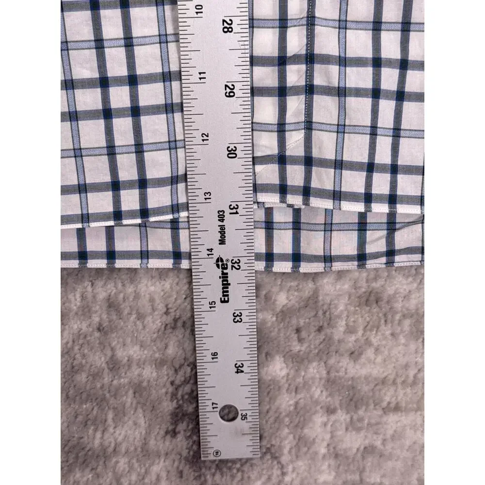 ISAIA Dress Shirt 17 / 43 Mens White & Gray Windowpane Check
